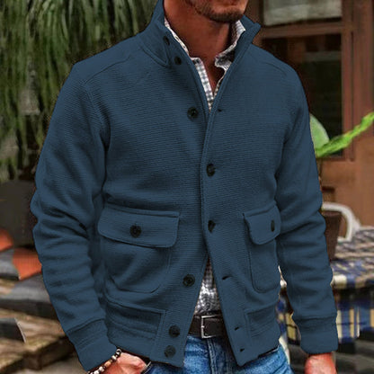 Men's Stand Collar Solid Color Jacket