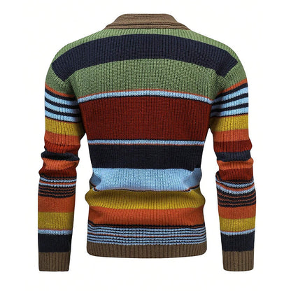 Men's Colorblock Lapel Sweater Jacket